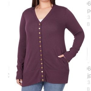 ZENANA
Long Sleeve Snap Button V-neck Sweater Cardigan